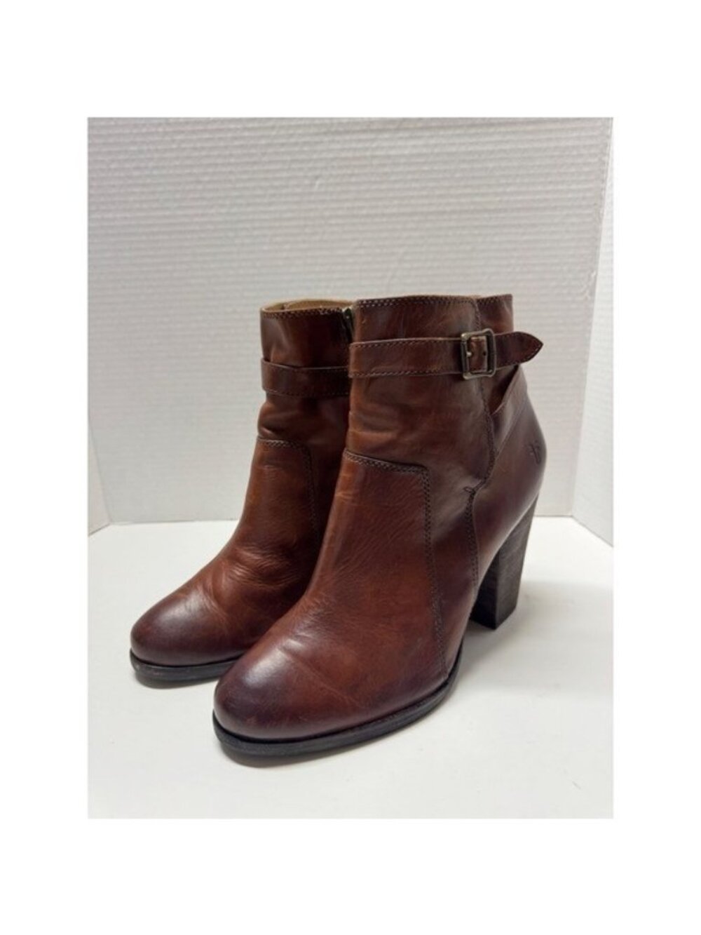 Frye Patty Riding Bootie Cognac Leather Ankle Boots Brown 10 M 3476983